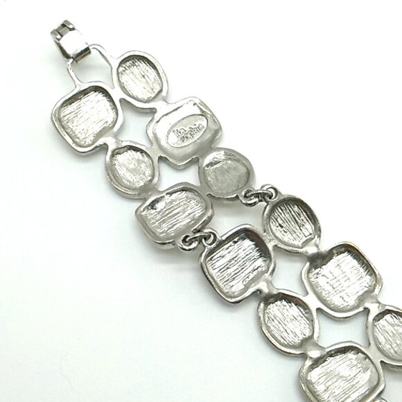 Lia Sophia Enamel Cream Silver-tone Double Layered Link Bracelet - Picture 4 of 9